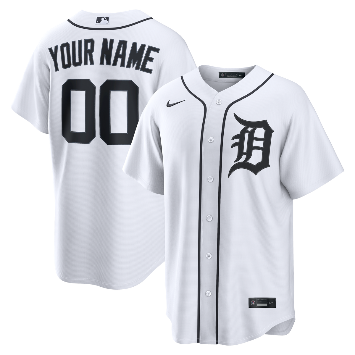 Detroit Tigers White Home Replica Custom Baseball Jersey