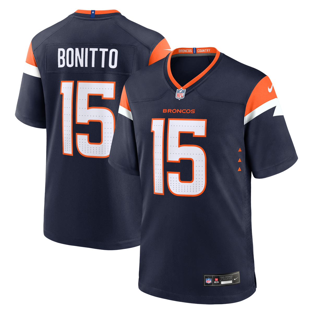 Denver Broncos Nik Bonitto Navy Alternate Game Football Jersey