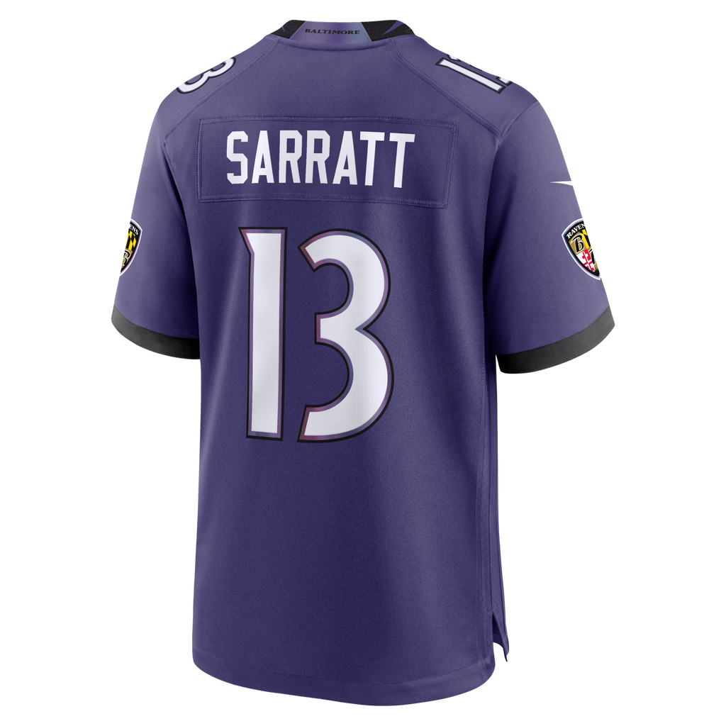 Baltimore Ravens Elijah Sarratt Purple Team Game Football Jersey