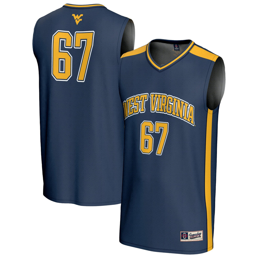 #67 West Virginia Mountaineers Lightweight Basketball Jersey - Navy