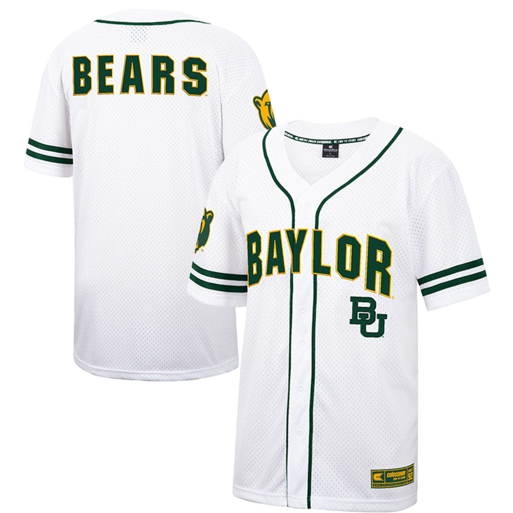 Baylor Bears Free Spirited Mesh Button-Up Baseball Jersey - White