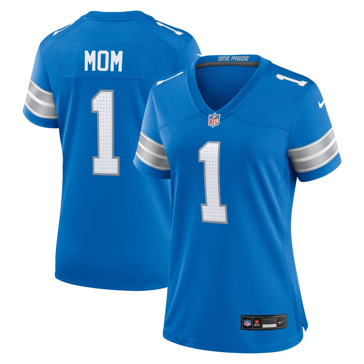 Detroit Lions Number 1 Mom Blue Game Football Jersey