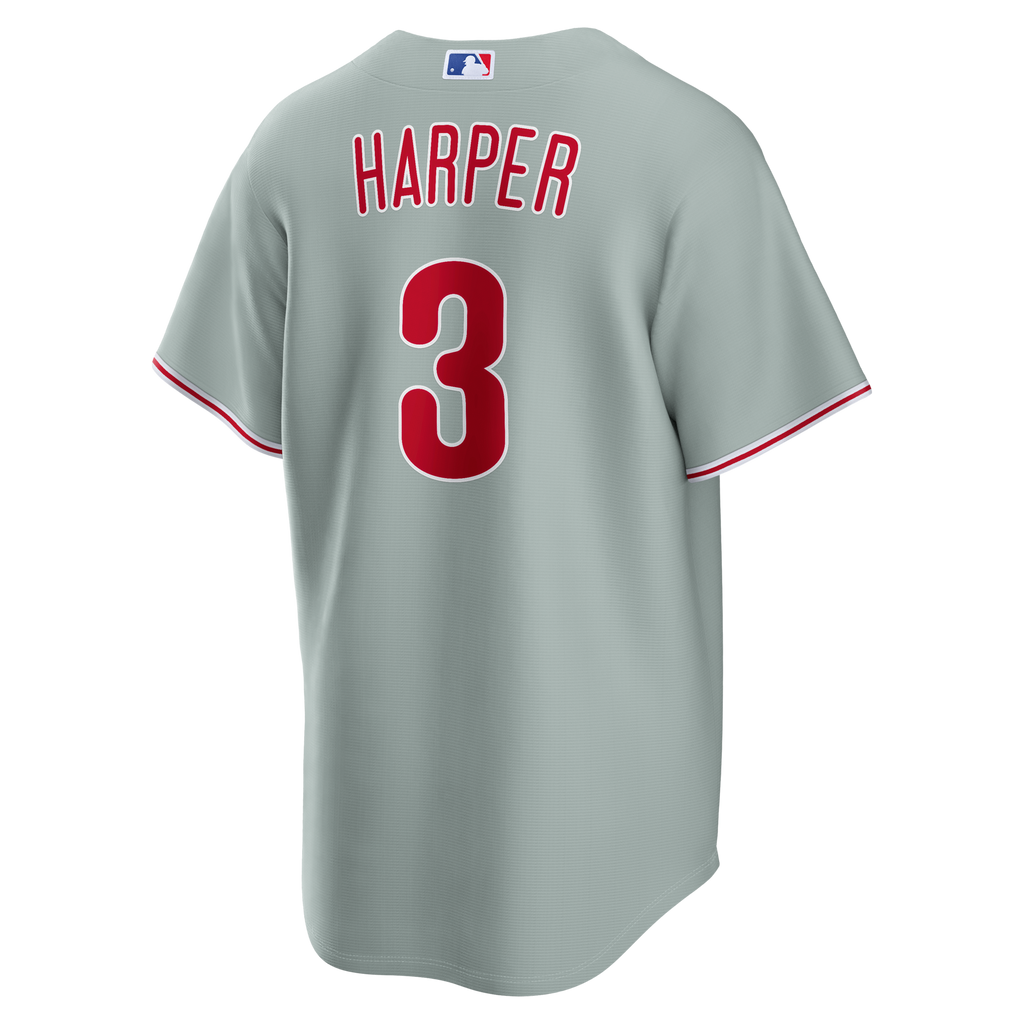 Philadelphia Phillies Bryce Harper Gray Road Replica Baseball Jersey