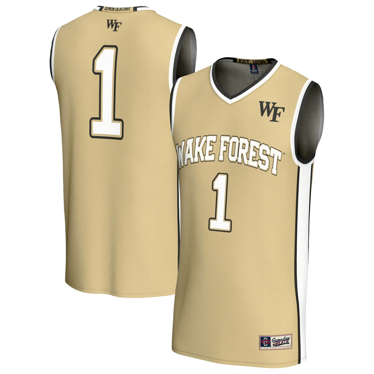 #1 Wake Forest Demon Deacons Lightweight Basketball Fashion Jersey - Gold