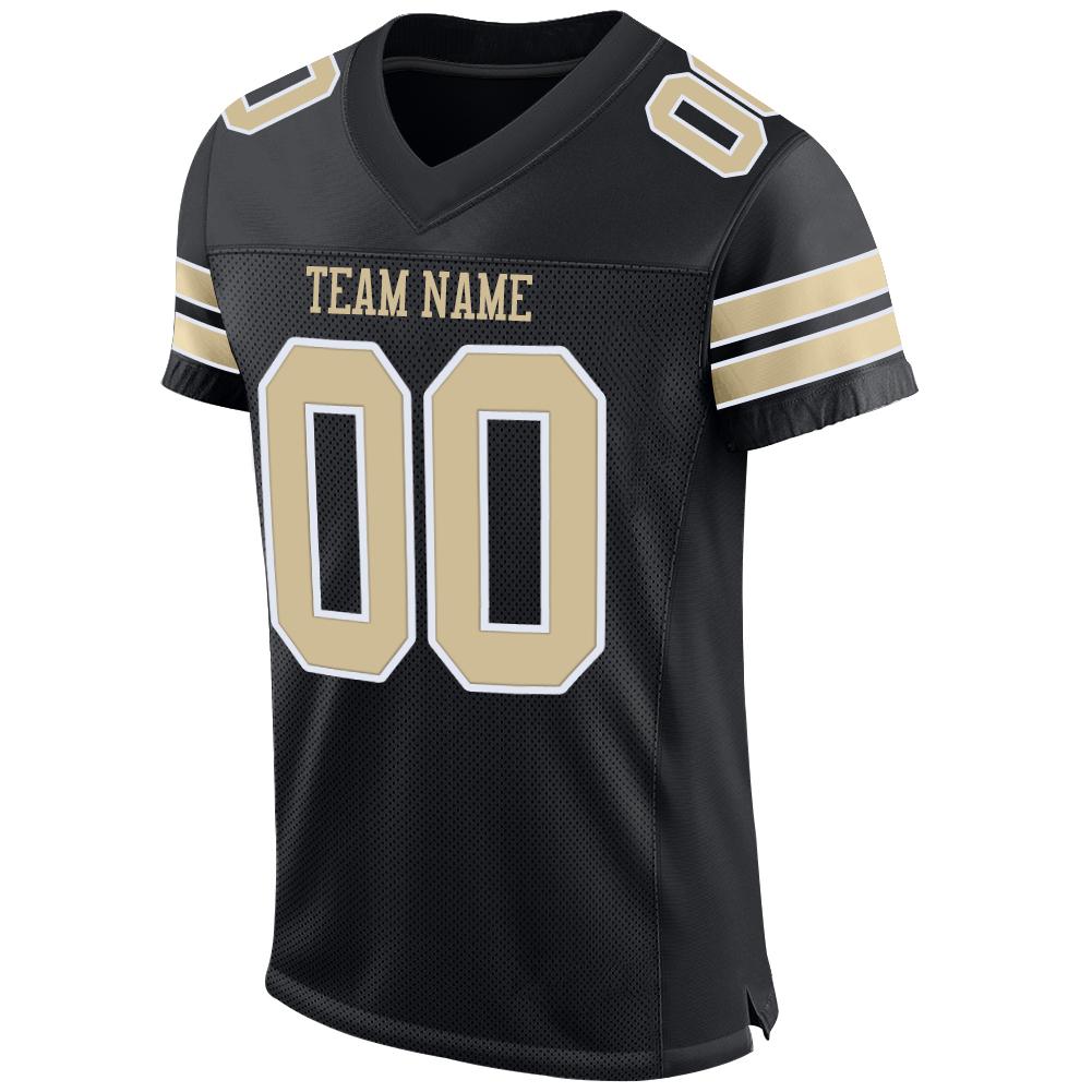 Custom Football Jersey - Black Vegas Gold-White Mesh - Style Black0011