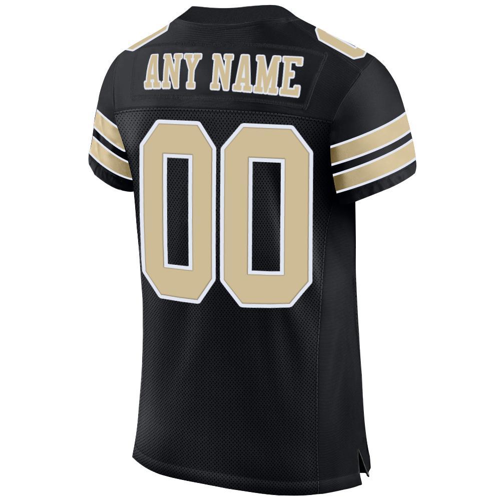 Custom Football Jersey - Black Vegas Gold-White Mesh - Style Black0011