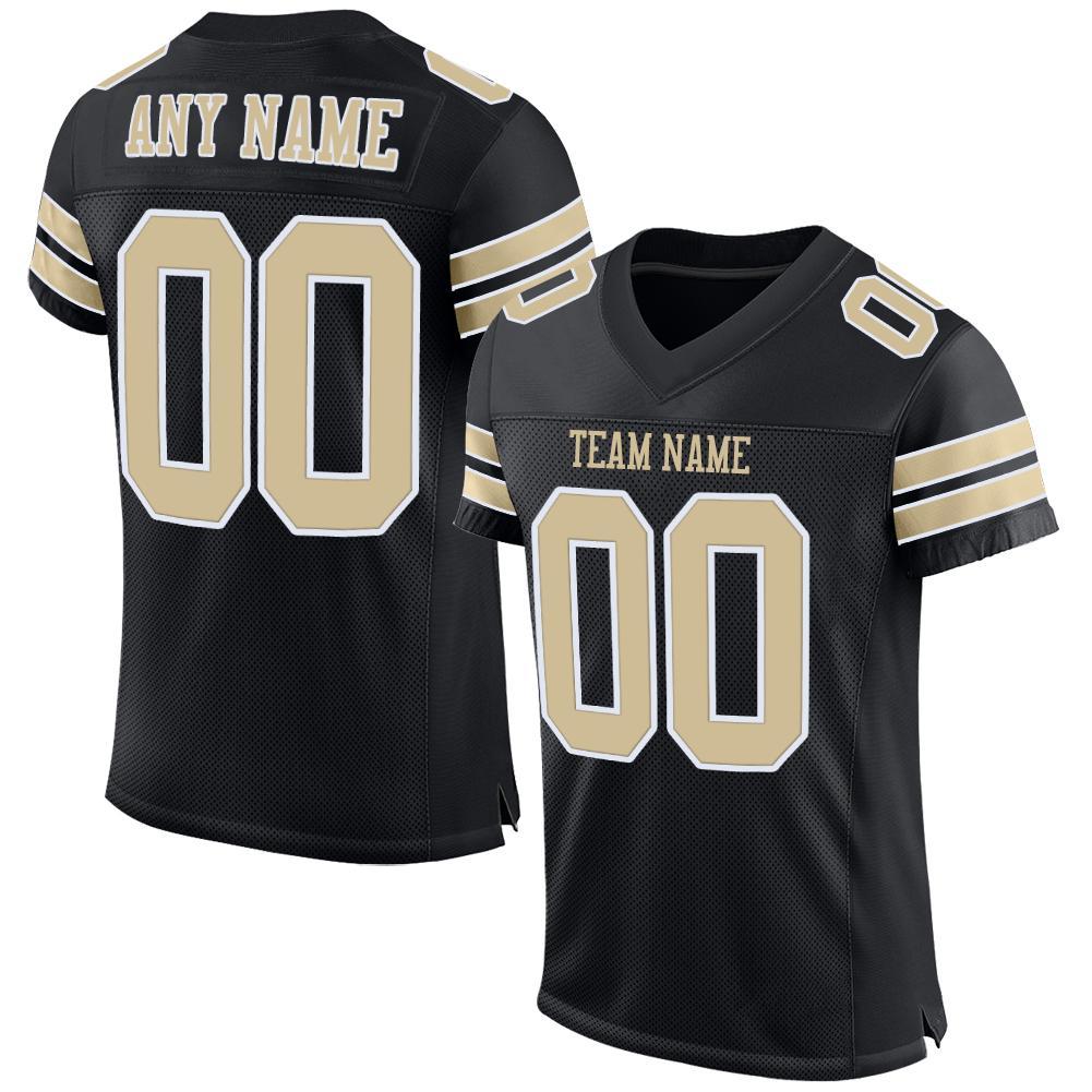 Custom Football Jersey - Black Vegas Gold-White Mesh - Style Black0011