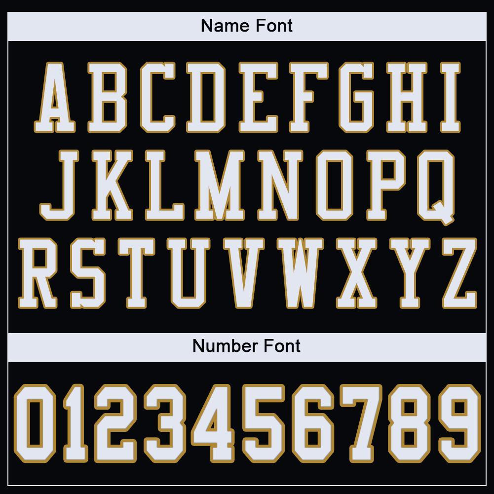 Custom Football Jersey - Black White-Old Gold Mesh