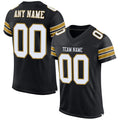 Custom Football Jersey - Black White-Old Gold Mesh