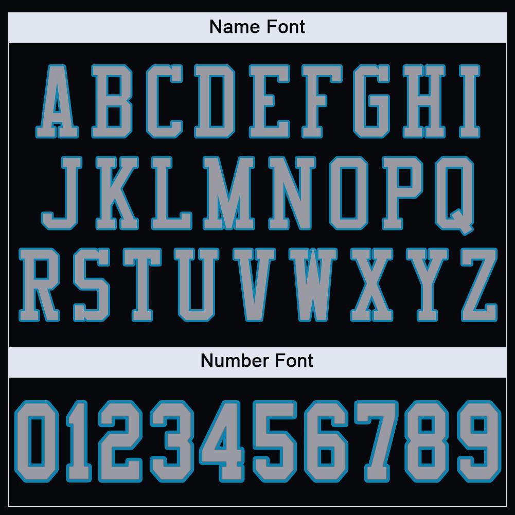 Custom Football Jersey - Black Light Gray-Panther Blue Mesh