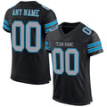Custom Football Jersey - Black Light Gray-Panther Blue Mesh