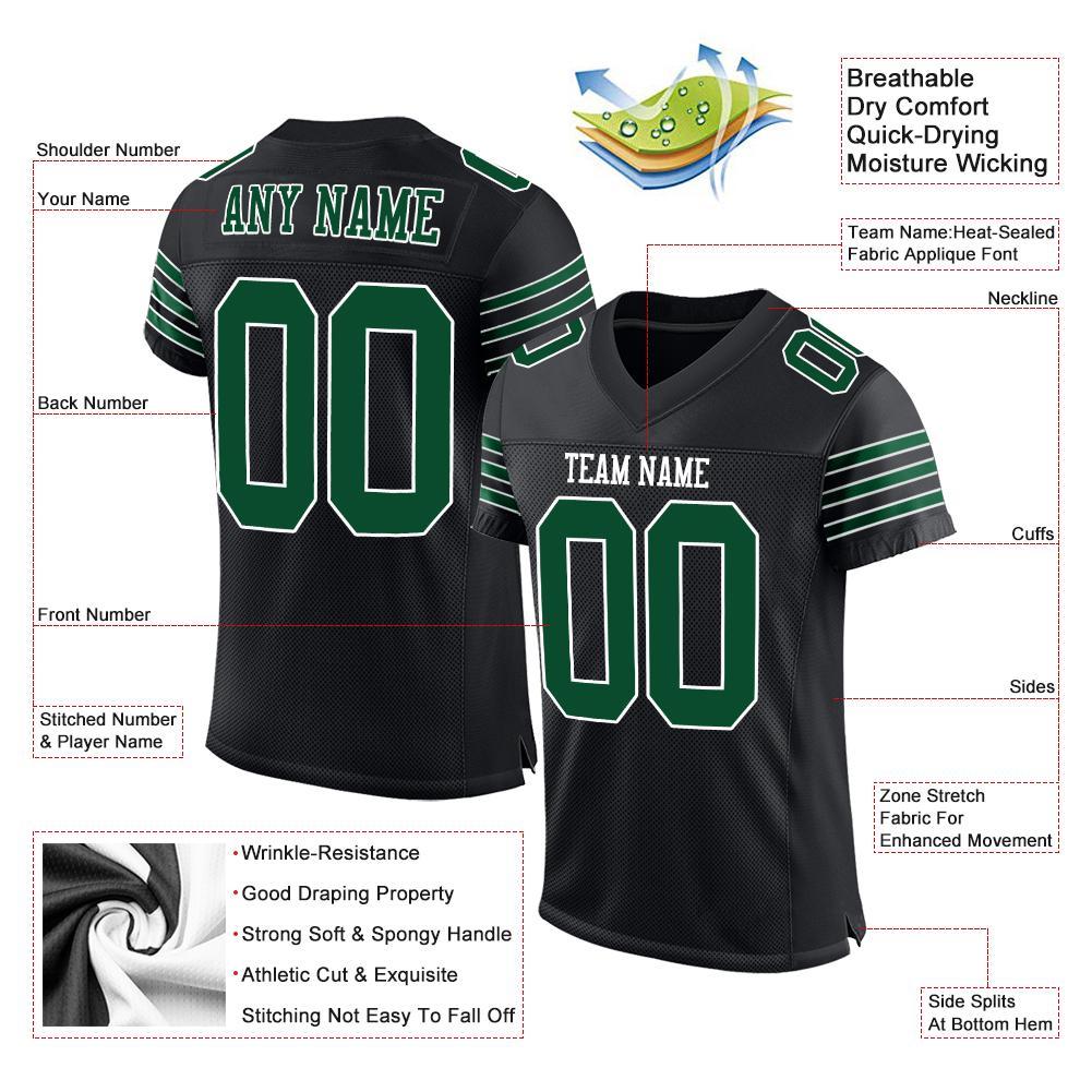 Custom Football Jersey - Black Grass Green-White Mesh