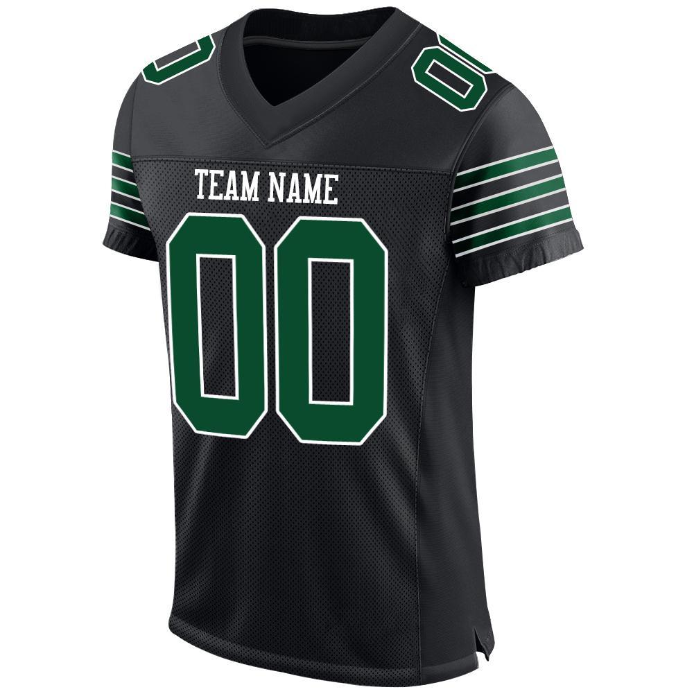 Custom Football Jersey - Black Grass Green-White Mesh