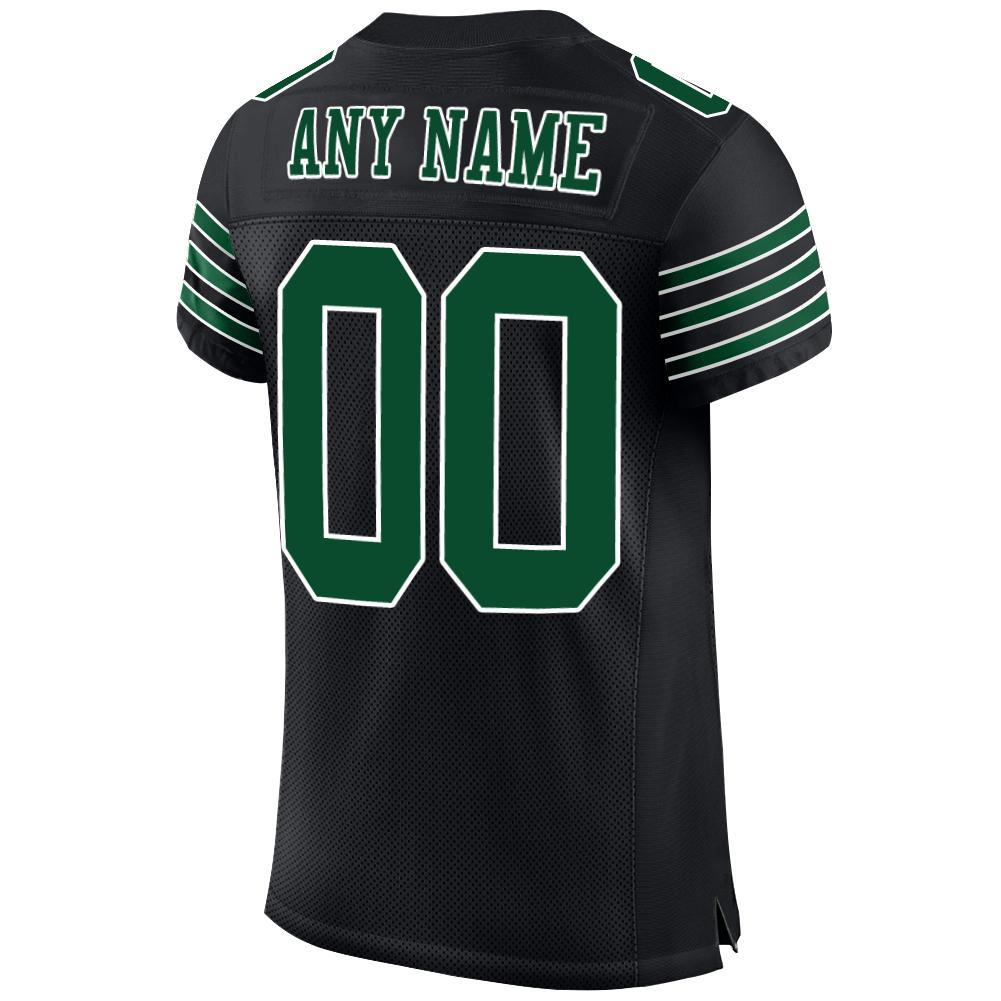 Custom Football Jersey - Black Grass Green-White Mesh