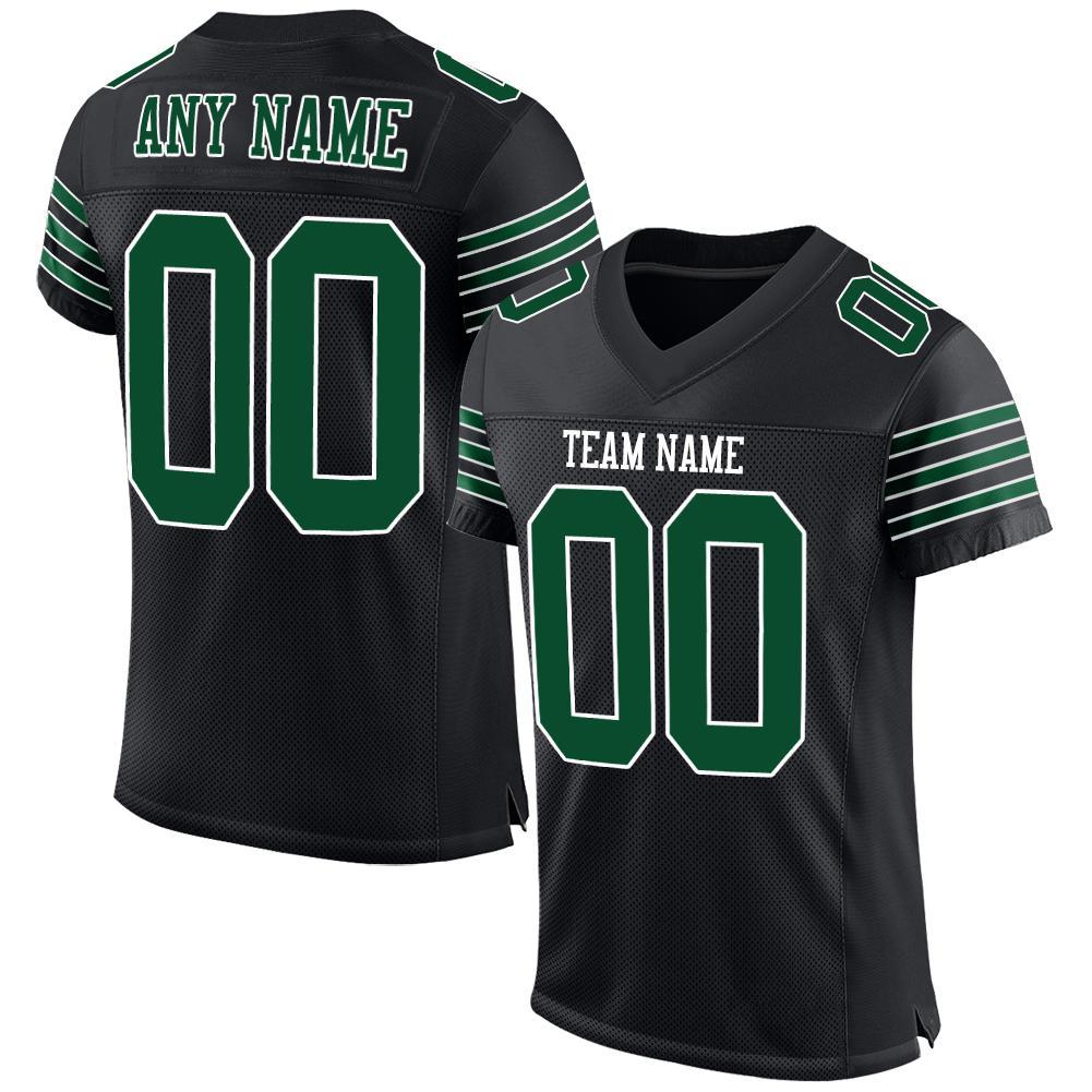 Custom Football Jersey - Black Grass Green-White Mesh