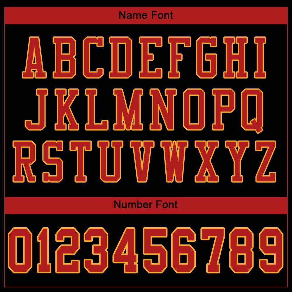 Custom Football Jersey - Black Scarlet-Gold Mesh