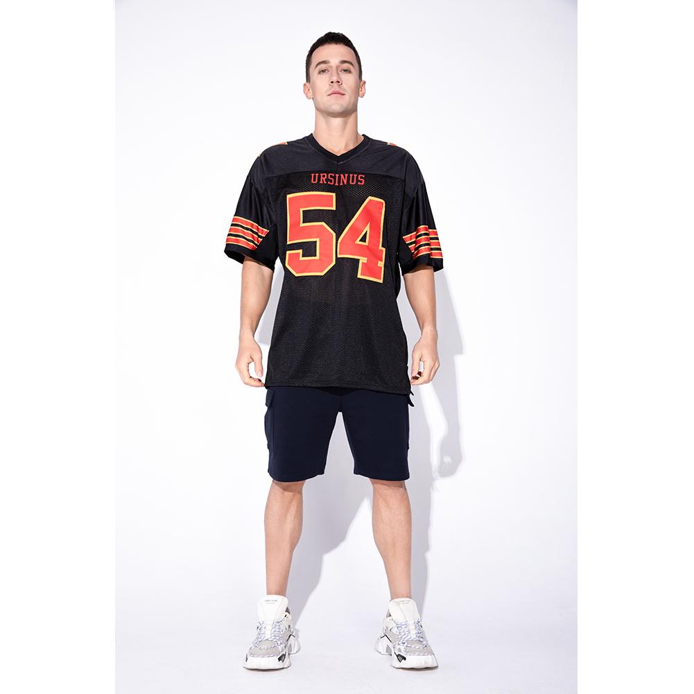 Custom Football Jersey - Black Scarlet-Gold Mesh