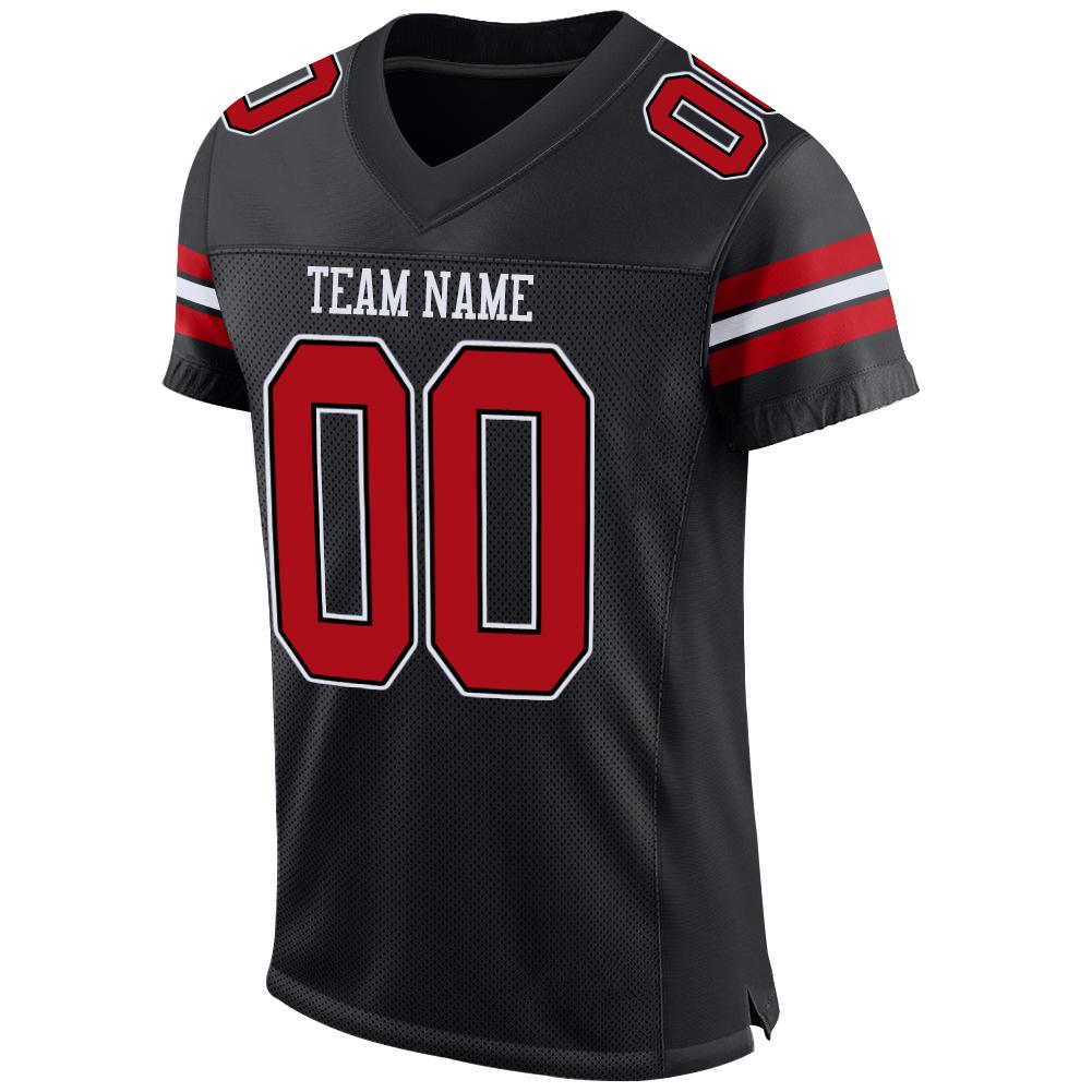Custom Football Jersey - Black Red-White Mesh