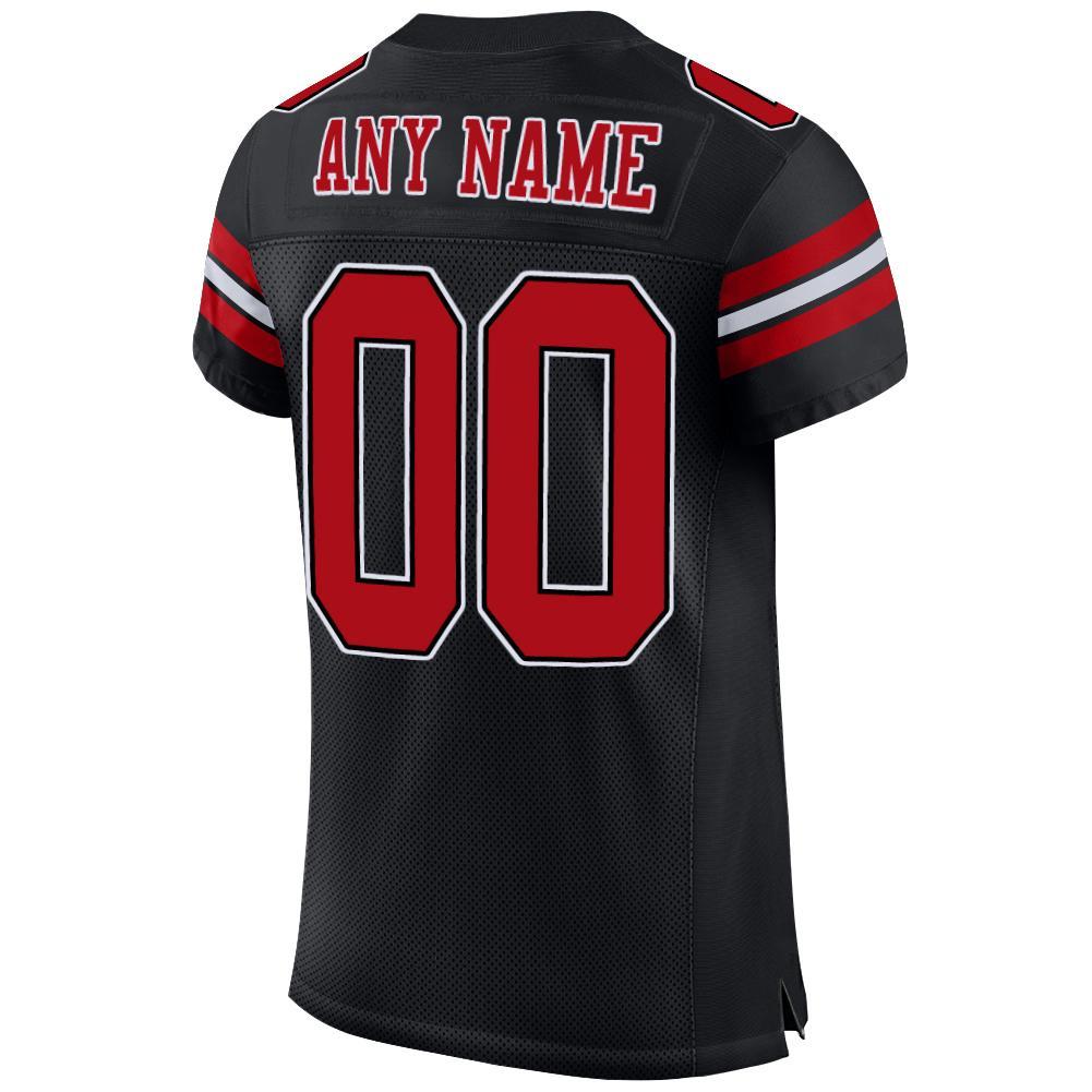 Custom Football Jersey - Black Red-White Mesh