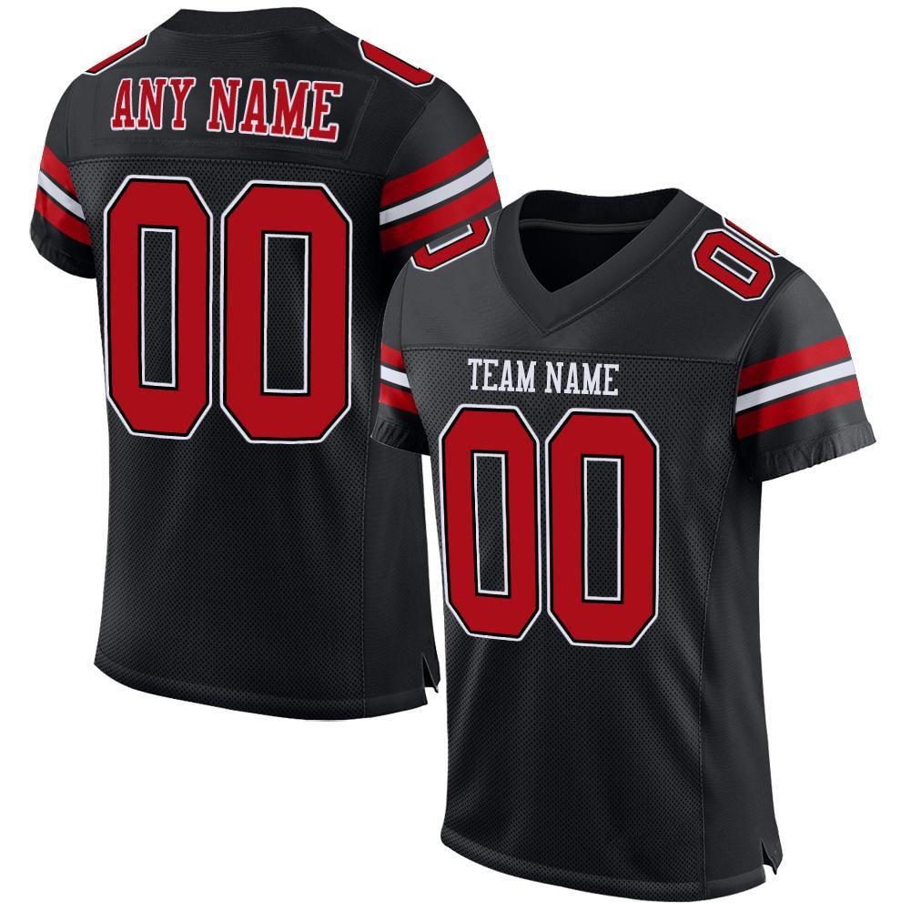 Custom Football Jersey - Black Red-White Mesh