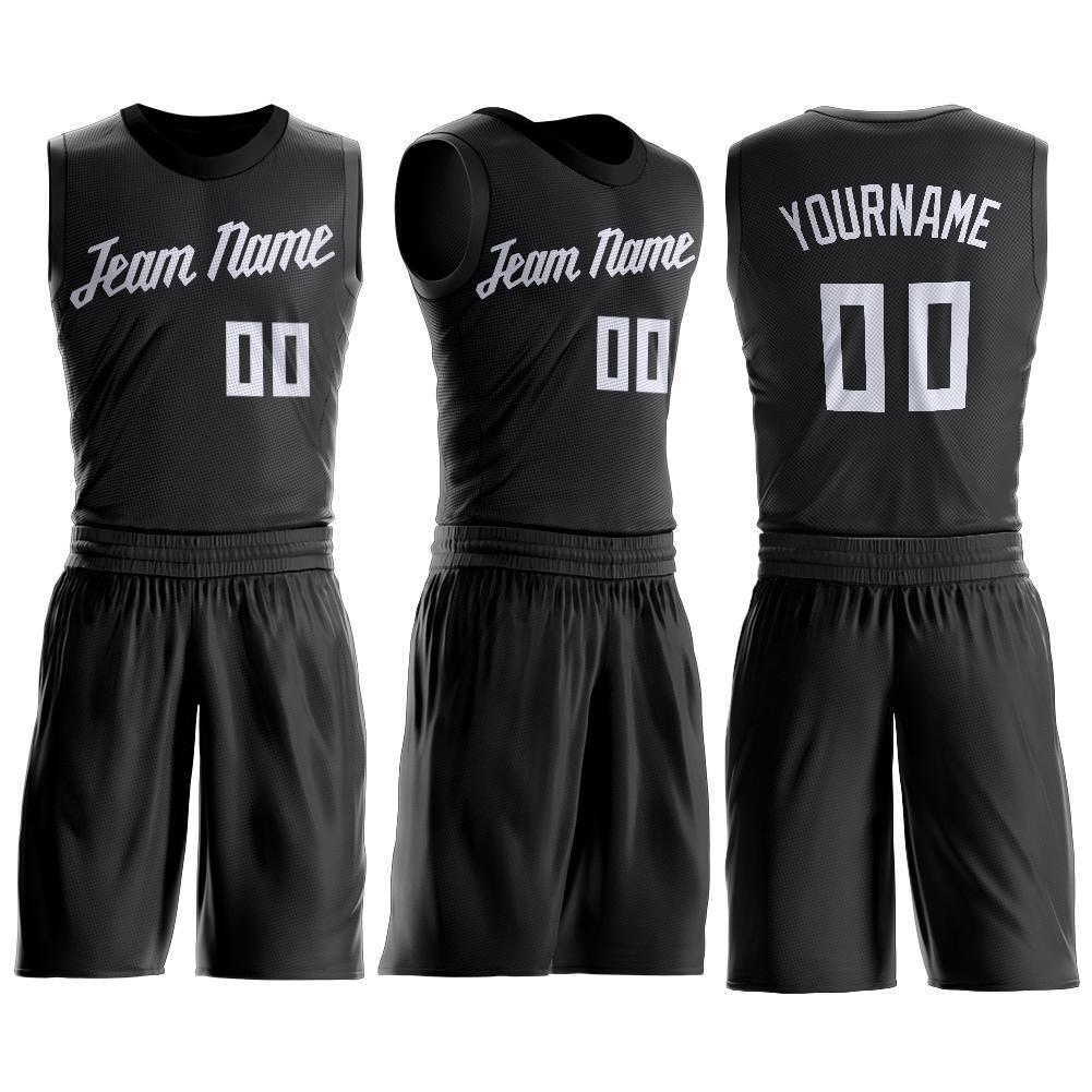 Custom Basketball Jersey - Black White Round Neck Uniform