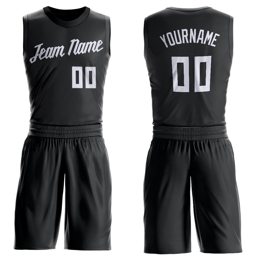Custom Basketball Jersey - Black White Round Neck Uniform