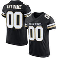 Custom Football Jersey - Black White-Vegas Gold Mesh