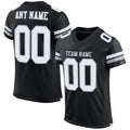 Custom Football Jersey - Black White-Silver Mesh - Style Black0074