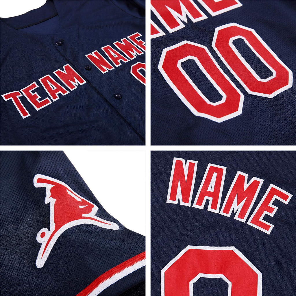 Custom Baseball Jersey - Black Red-White - Style Black0076