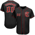 Custom Baseball Jersey - Black Red-White - Style Black0076