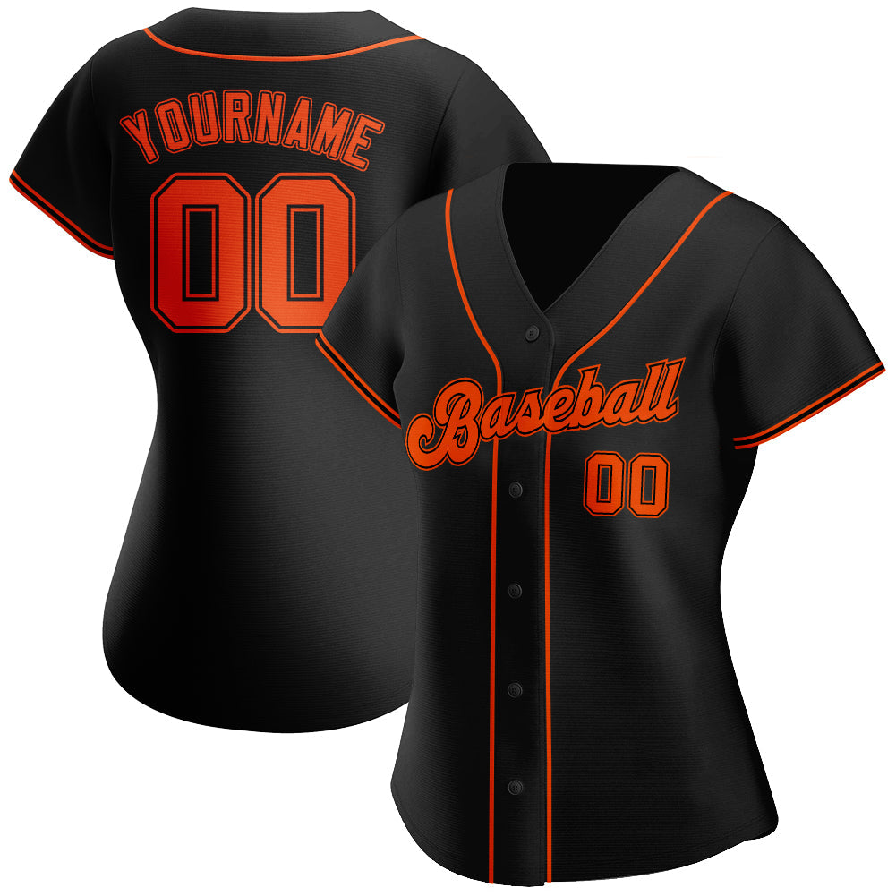 Custom Baseball Jersey - Black Orange-Black