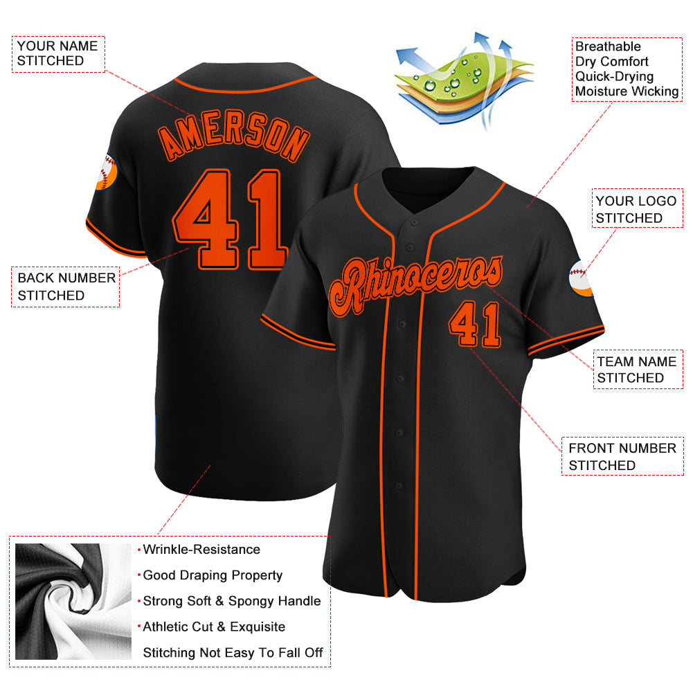 Custom Baseball Jersey - Black Orange-Black