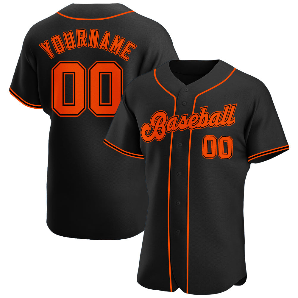 Custom Baseball Jersey - Black Orange-Black