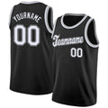 Custom Basketball Jersey - Black White-Gray Round Neck Rib-Knit