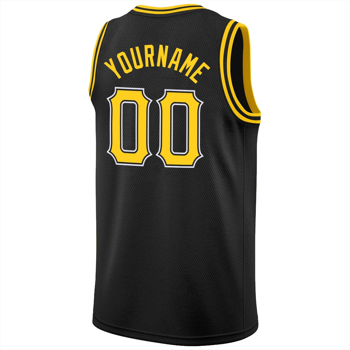 Custom Basketball Jersey - Black Gold-White Round Neck Rib-Knit