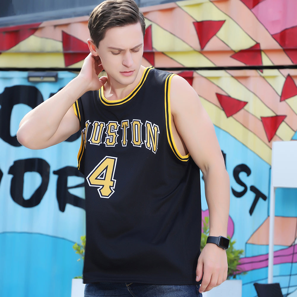 Custom Basketball Jersey - Black Gold-White Round Neck Rib-Knit