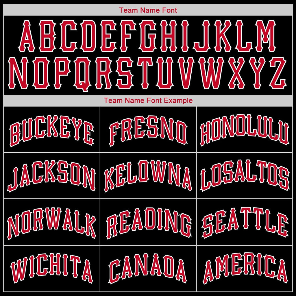 Custom Basketball Jersey - Black Red-White Round Neck Rib-Knit