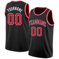 Custom Basketball Jersey - Black Red-White Round Neck Rib-Knit