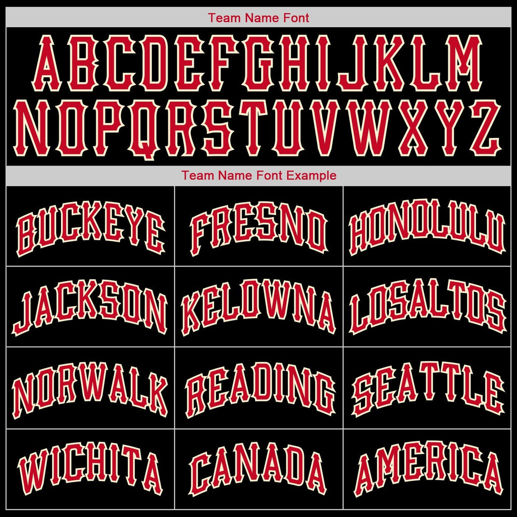 Custom Basketball Jersey - Black Red-Cream Round Neck Rib-Knit