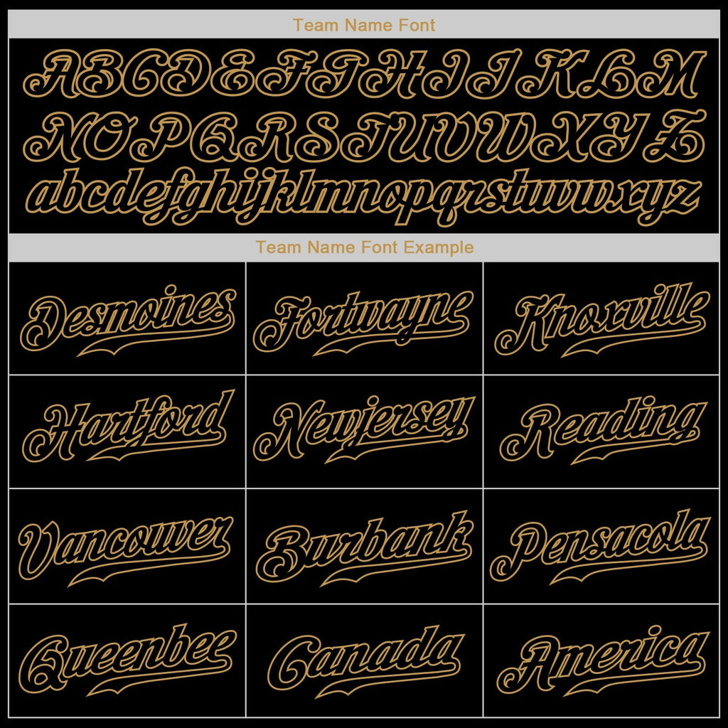 Custom Baseball Jersey - Black Black-Old Gold - Style Black0169
