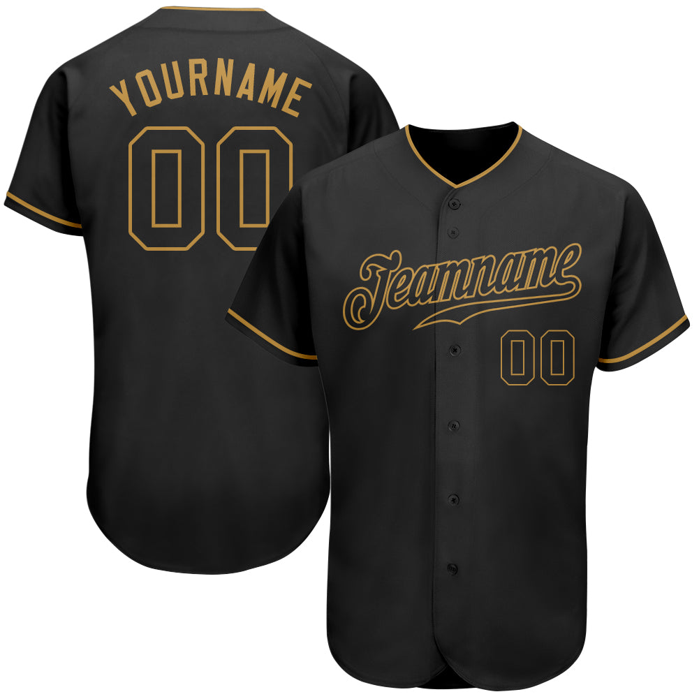 Custom Baseball Jersey - Black Black-Old Gold - Style Black0169