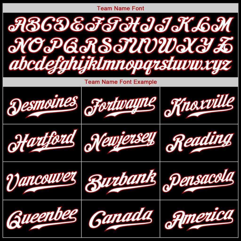 Custom Baseball Jersey - Black White-Red - Style Black0172