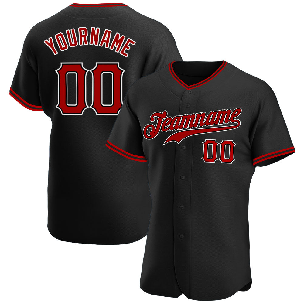 Custom Baseball Jersey - Black Red-White - Style Black0233