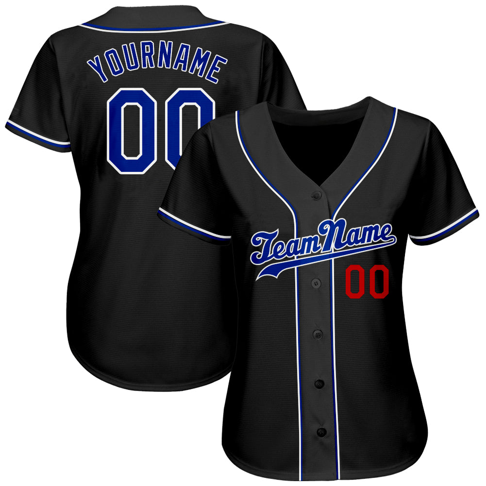 Custom Baseball Jersey - Black Royal-Red
