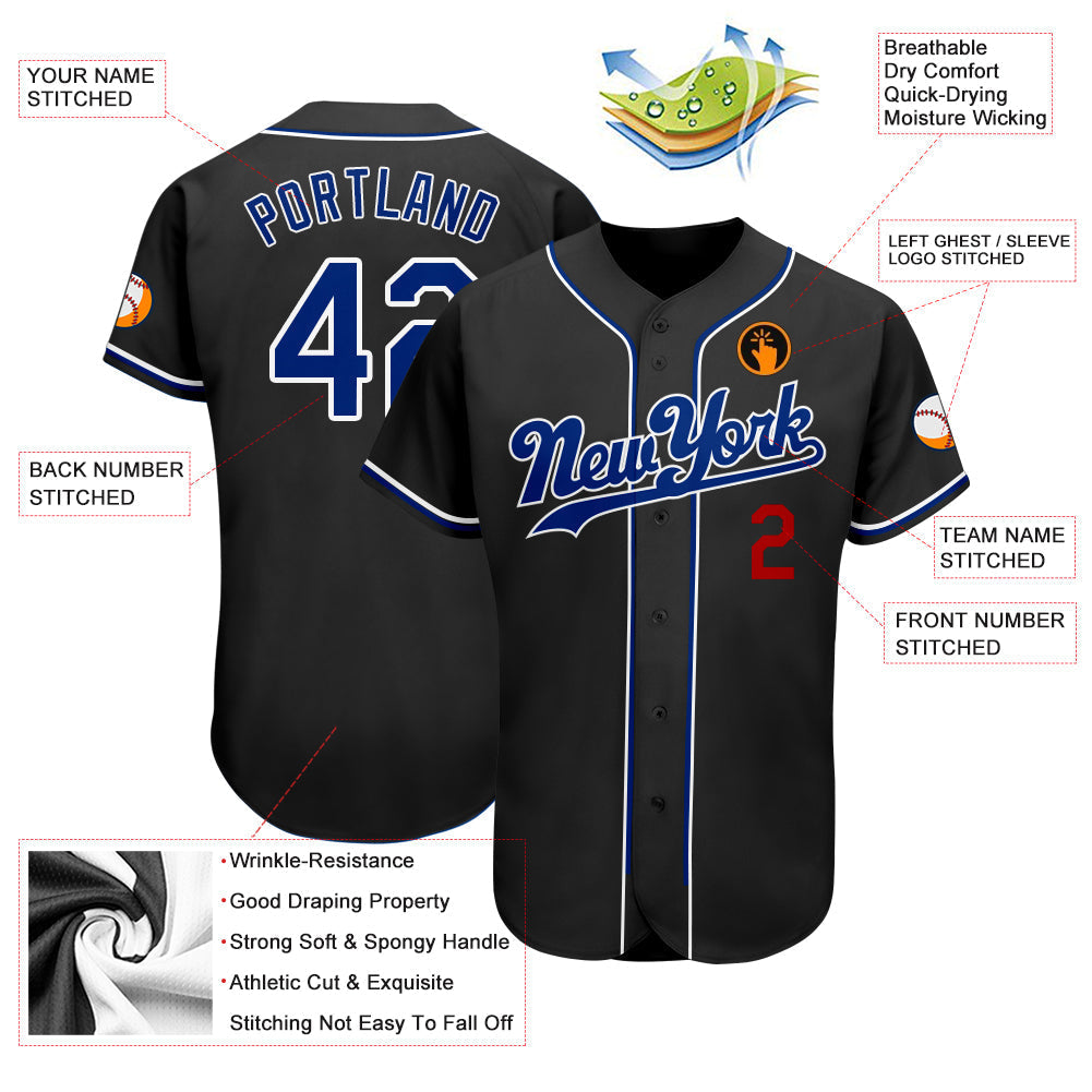 Custom Baseball Jersey - Black Royal-Red