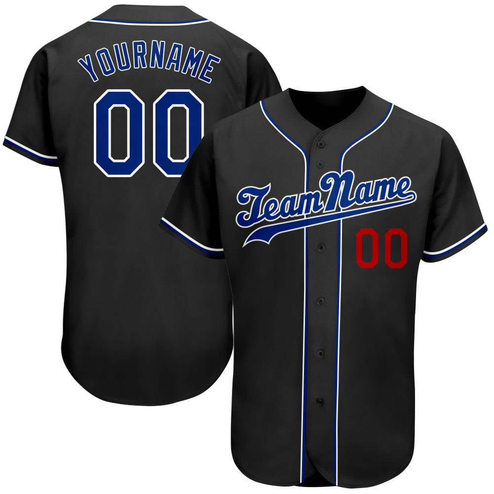 Custom Baseball Jersey - Black Royal-Red