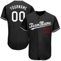 Custom Baseball Jersey - Black White-Red - Style Black0244