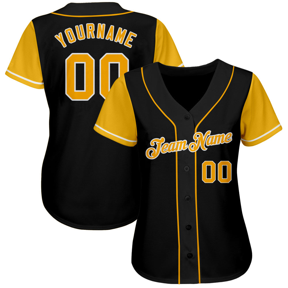 Custom Baseball Jersey - Black Gold-White Two Tone
