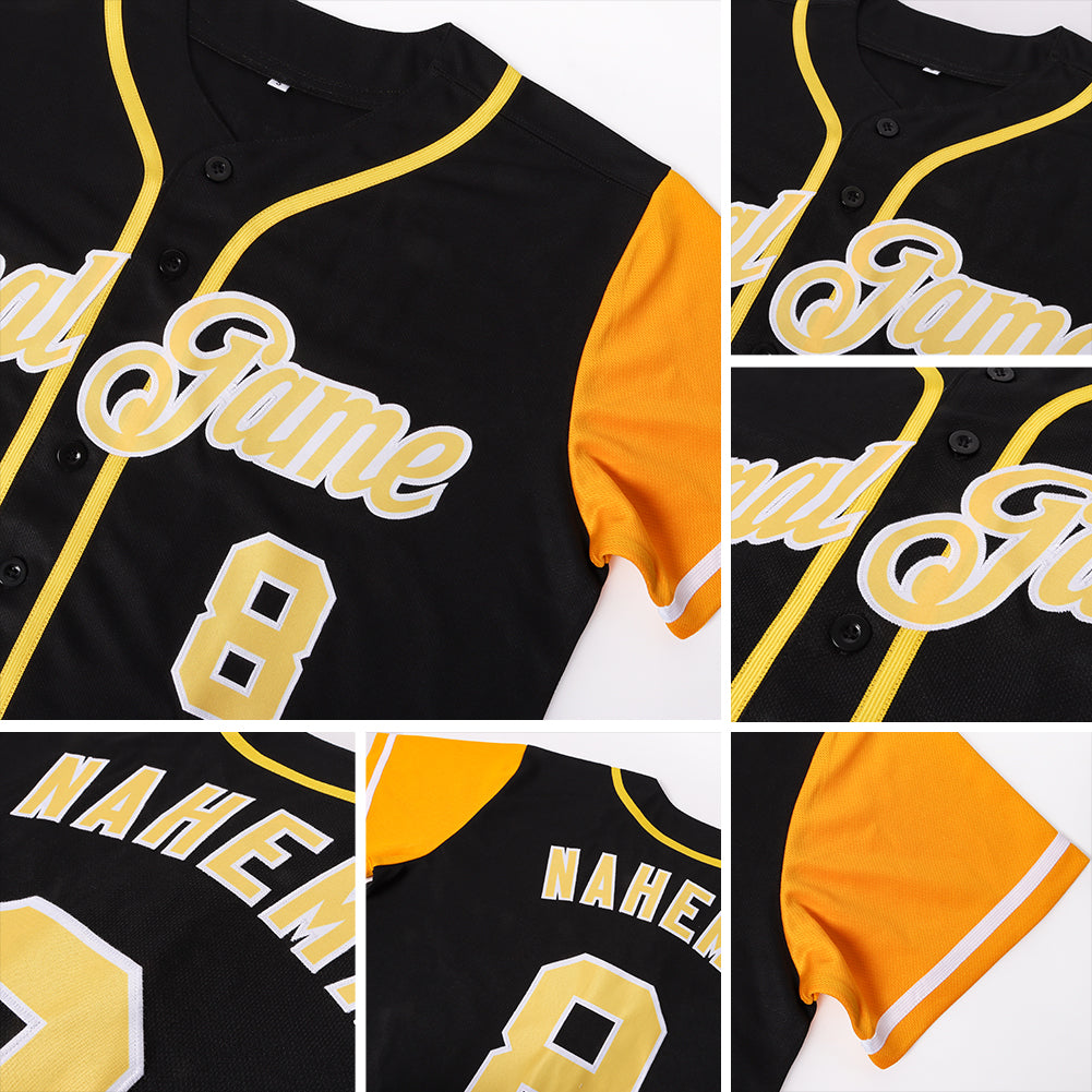Custom Baseball Jersey - Black Gold-White Two Tone