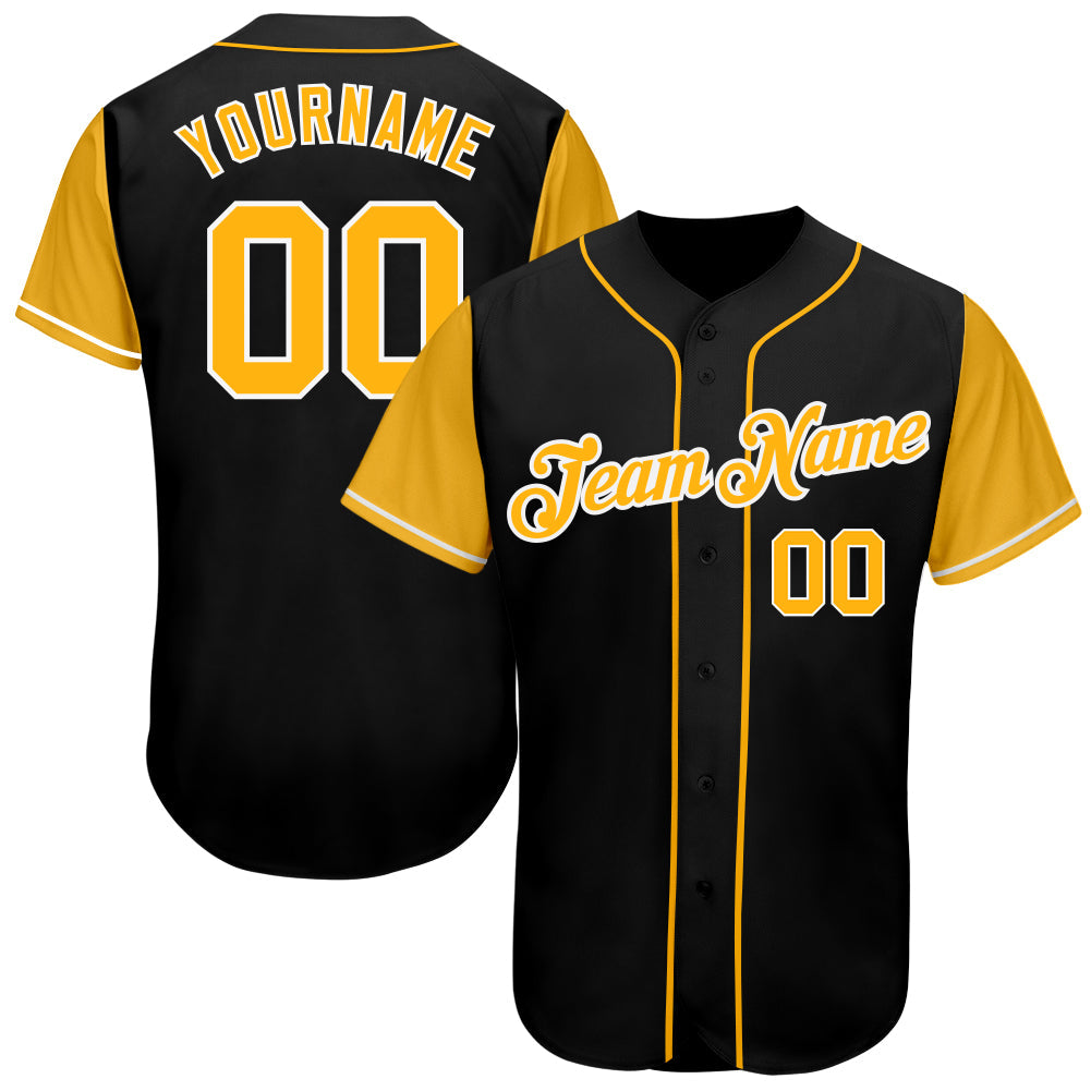 Custom Baseball Jersey - Black Gold-White Two Tone